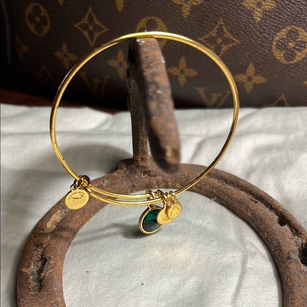 Gold Bangle Bracelet with Charms